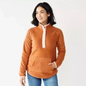 Sonoma Snap Fleece Pullover Rust Pink Trim | Size M